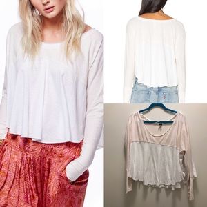 Free people flowy semi crop blouse